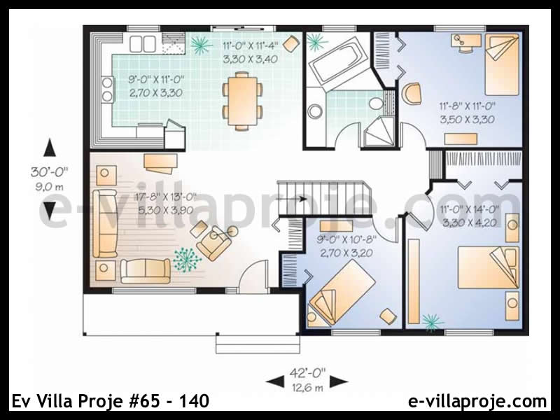 Ev Villa Proje #65 – 140 Ev Villa Projesi Model Detayları
