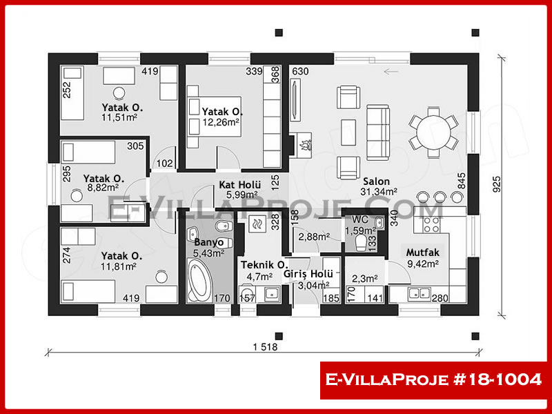 Ev Villa Proje #18 – 1004 Ev Villa Projesi Model Detayları