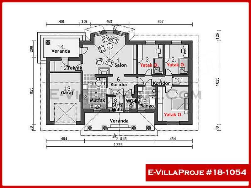 Ev Villa Proje #18 – 1054 Ev Villa Projesi Model Detayları