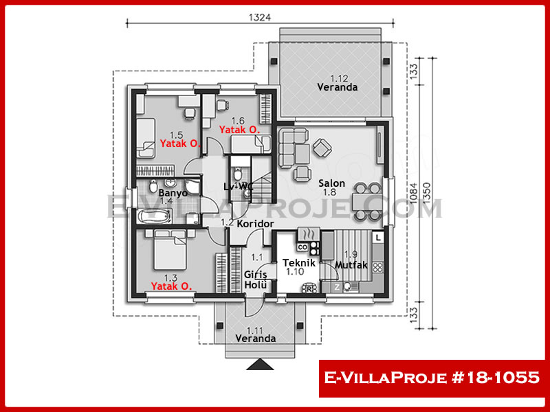 Ev Villa Proje #18 – 1055 Ev Villa Projesi Model Detayları