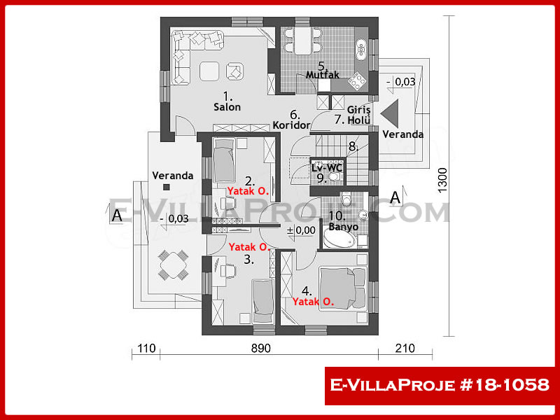 Ev Villa Proje #18 – 1058 Ev Villa Projesi Model Detayları