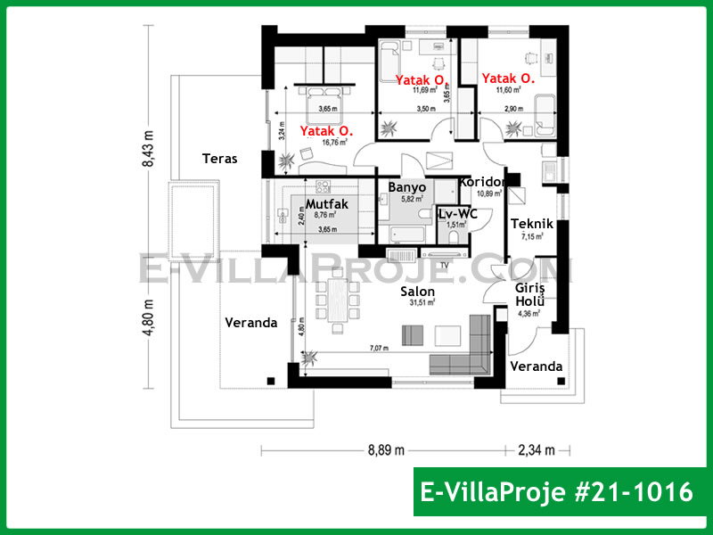 Ev Villa Proje #21 – 1016 Ev Villa Projesi Model Detayları