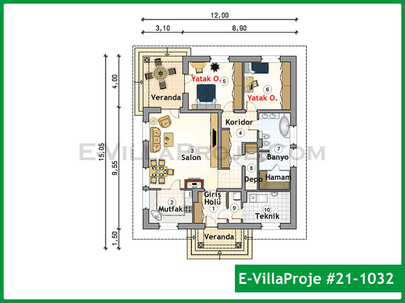 Ev Villa Proje #21 – 1032 Ev Villa Projesi Model Detayları