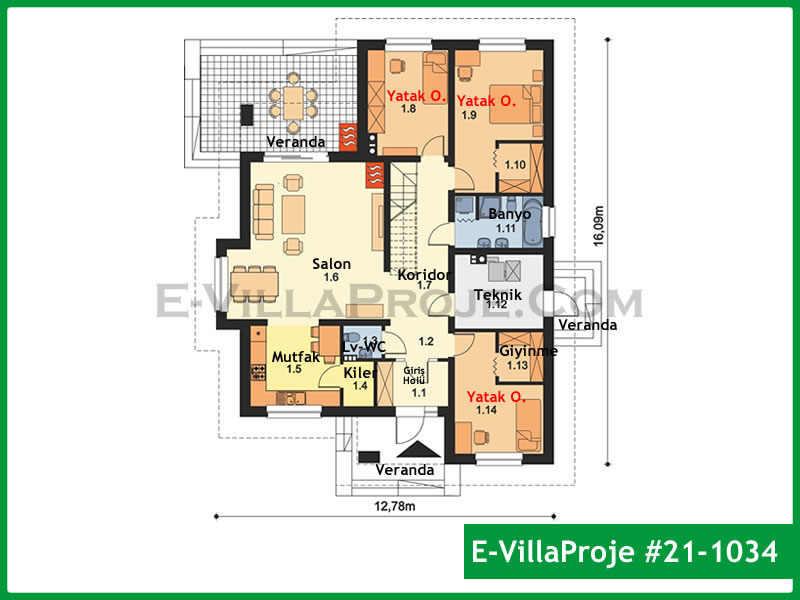 Ev Villa Proje #21 – 1034 Ev Villa Projesi Model Detayları