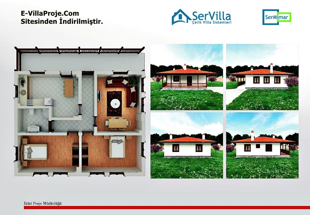 Muğla Menteşe Belediyesi Köy Evleri Projesi (Plan ve 3D Görüntüler)